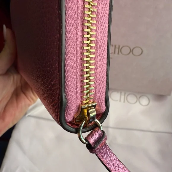 NIB Jimmy Choo Pink Metallic Bettina Leather Continental Wallet - Picture 3 of 9